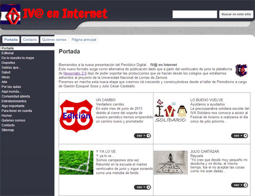 El Instituto Vocacional Argentino&nbsp;(CABA) public&oacute; su edici&oacute;n de julio de 2013 utilizando la plataforma Google Sites. Felicitamos a los docentes del colegio y animamos a todos a probar diferentes alternativas de publicaci&oacute;n.Visitar IV@ en Internet&nbsp;