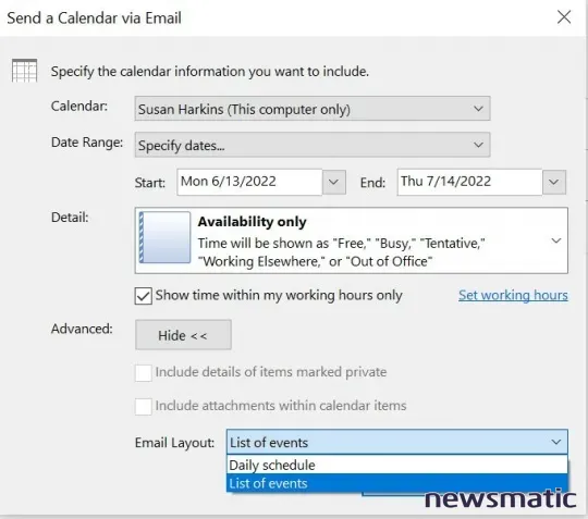 Cómo enviar tu calendario de Microsoft Outlook por correo electrónico - Software | Imagen 5 Newsmatic