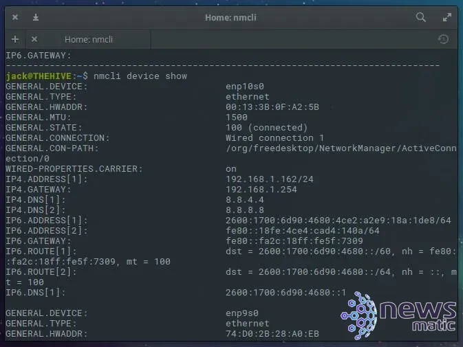 Cómo obtener información de conexión de red en Linux con nmcli - Redes | Imagen 3 Newsmatic