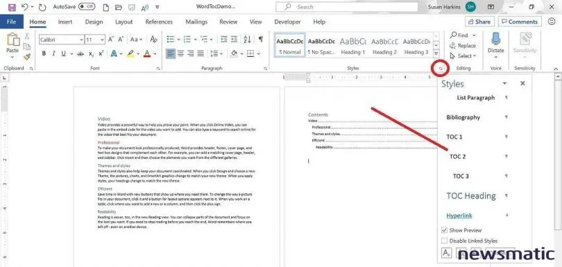 Cómo modificar el estilo de una tabla de contenido en Word - Software | Imagen 2 Newsmatic