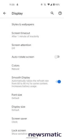 Cómo habilitar la función Smooth Display en Google Pixel 4 y Pixel 5 - Móvil | Imagen 1 Newsmatic