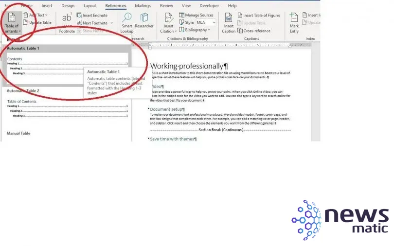 Cómo utilizar la función de tabla de contenido en Microsoft Word - Software | Imagen 3 Newsmatic