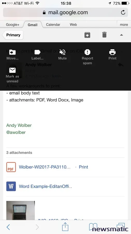 7 formas de imprimir desde Gmail o Inbox en iOS - Móvil | Imagen 2 Newsmatic