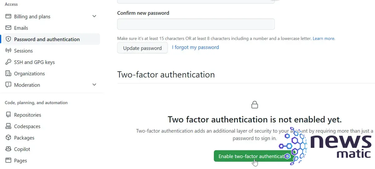 Cómo asegurar tu cuenta de GitHub con autenticación de dos factores - Seguridad | Imagen 2 Newsmatic