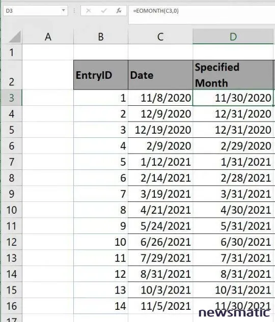 Cómo usar la función EOMONTH() en Excel para obtener el último día del mes - Software | Imagen 2 Newsmatic