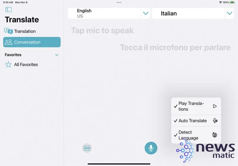 Cómo utilizar la aplicación de traducción de Apple para conversaciones en diferentes idiomas - Software | Imagen 3 Newsmatic