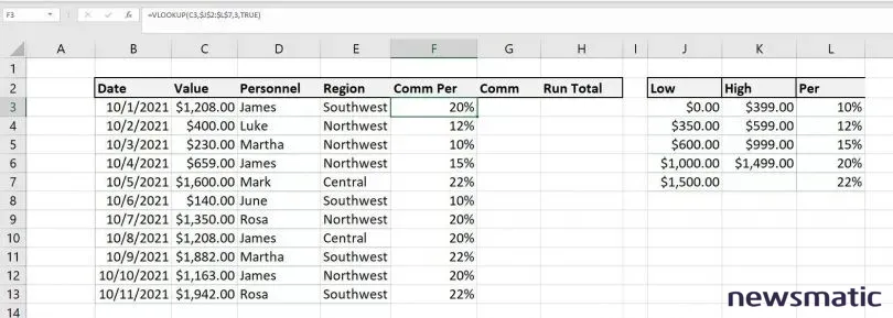 Cómo usar XLOOKUP() y VLOOKUP() en Excel para calcular comisiones basadas en el precio de compra - Software | Imagen 5 Newsmatic