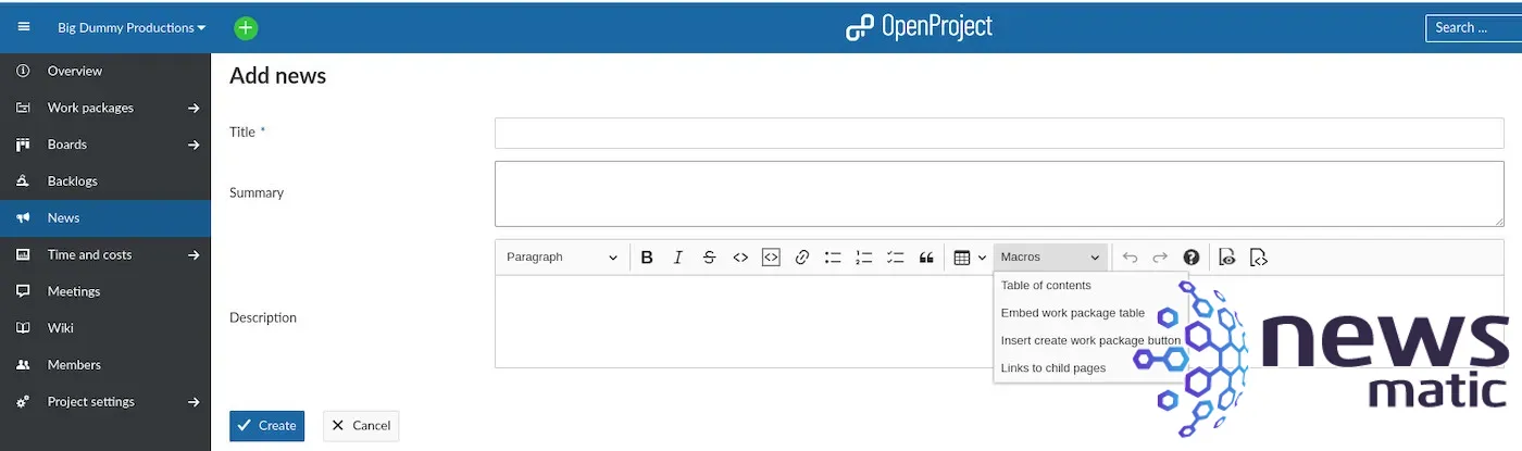 Cómo utilizar la función de noticias de OpenProject para mantener a tu equipo informado - Software | Imagen 4 Newsmatic