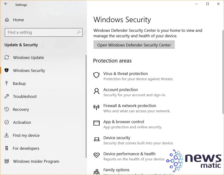 Cómo acceder y configurar el firewall de Windows Defender en Windows 10 - Microsoft | Imagen 2 Newsmatic