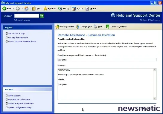 Cómo enviar una solicitud de asistencia remota en Windows XP - Microsoft | Imagen 3 Newsmatic