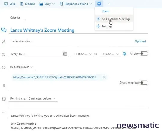 Cómo instalar el complemento de Zoom para Microsoft Outlook y programar reuniones - Software | Imagen 8 Newsmatic