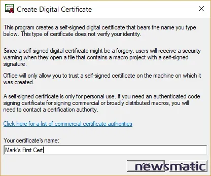 Genera tu propio certificado digital para macros VBA en Office 365 - Software | Imagen 1 Newsmatic