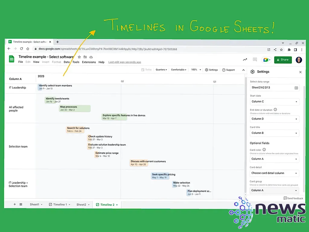 Google Sheets añade vista de línea de tiempo para visualizar eventos y fechas en una hoja de cálculo - Software | Imagen 1 Newsmatic