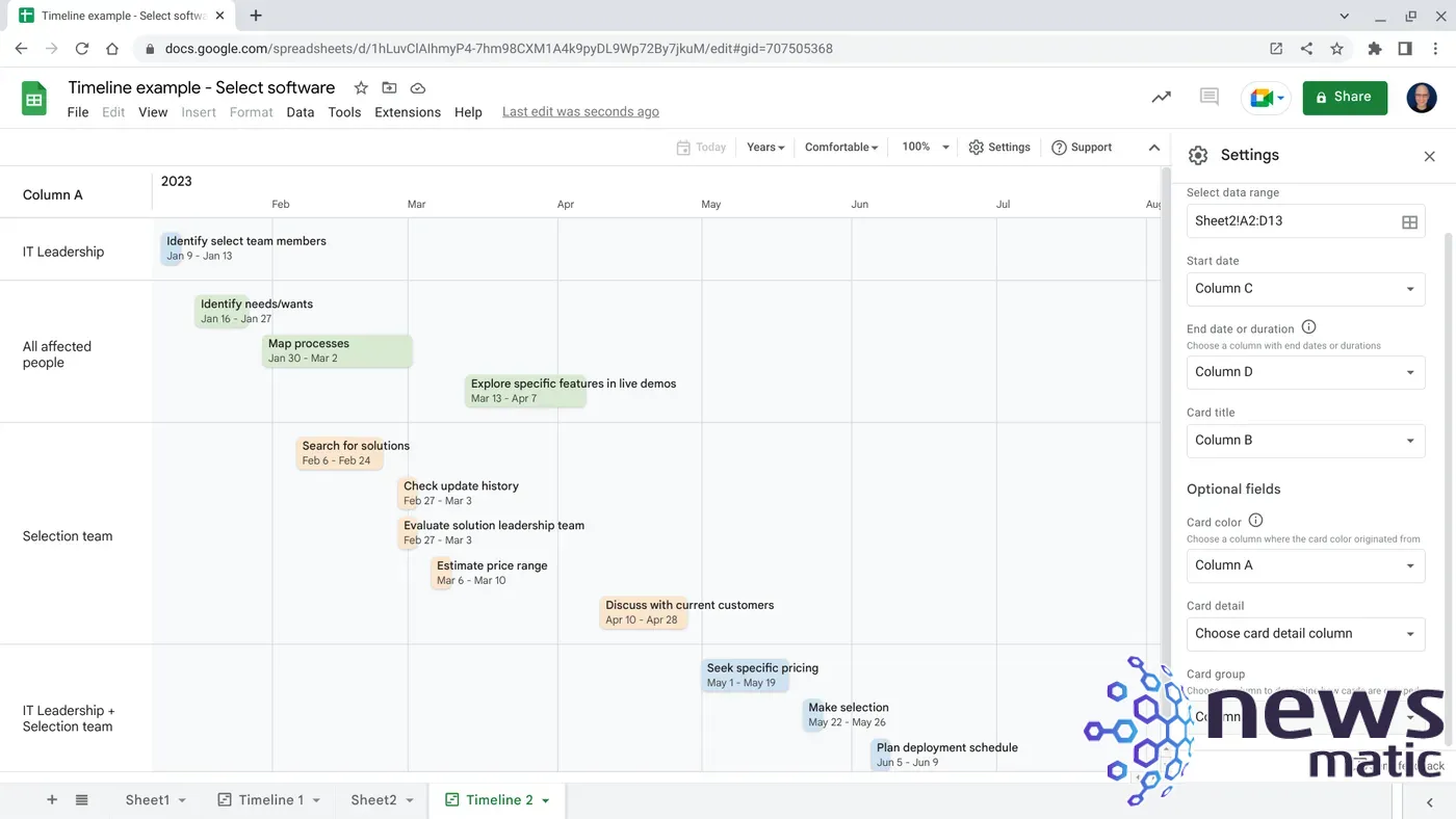Google Sheets añade vista de línea de tiempo para visualizar eventos y fechas en una hoja de cálculo - Software | Imagen 5 Newsmatic