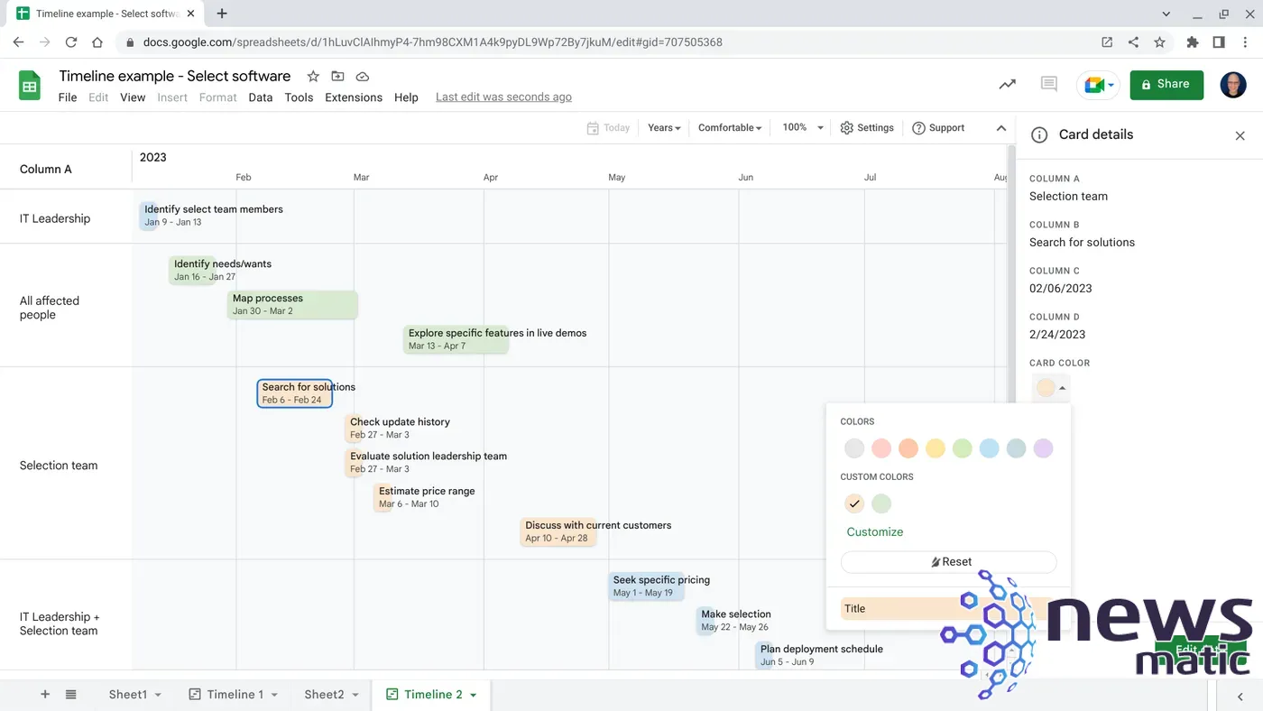 Google Sheets añade vista de línea de tiempo para visualizar eventos y fechas en una hoja de cálculo - Software | Imagen 6 Newsmatic