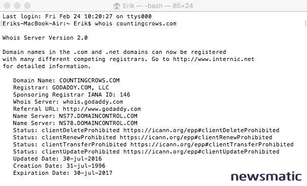 C&oacute;mo utilizar el comando whois en macOS para obtener informaci&oacute;n de dominios y direcciones IP - Software | Imagen 1 Newsmatic