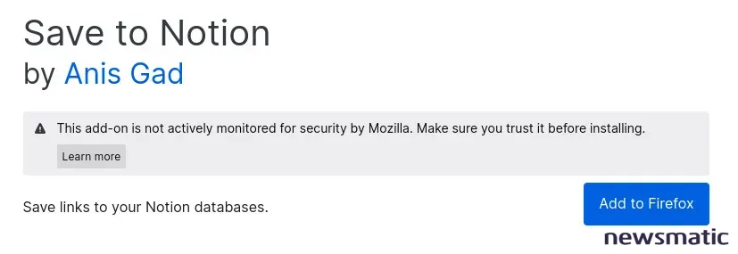 Cómo instalar y usar la extensión Save To Notion en Firefox para guardar contenido web - Software | Imagen 2 Newsmatic