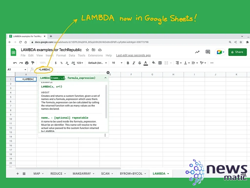 Funciones con nombre y la función LAMBDA: las nuevas características de Google Sheets en 2022 - Software | Imagen 1 Newsmatic