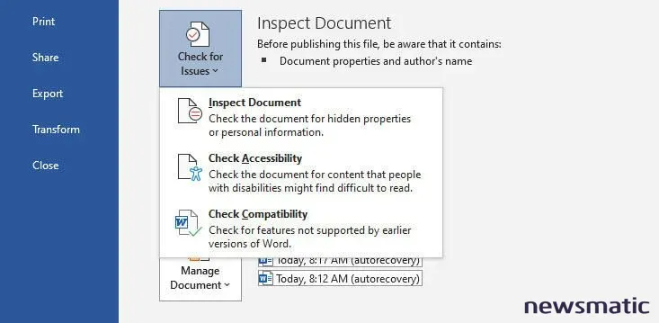 Cómo inspeccionar y preparar tu documento de Microsoft Word para compartirlo - Software | Imagen 1 Newsmatic