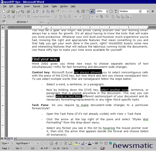 Las nuevas características de Word 2002 que te ahorrarán tiempo y esfuerzo - Software | Imagen 1 Newsmatic
