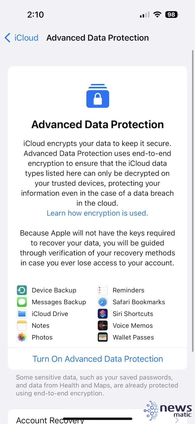 Potencia la seguridad de tus datos con Protección Avanzada de Datos para iCloud - Móvil | Imagen 3 Newsmatic