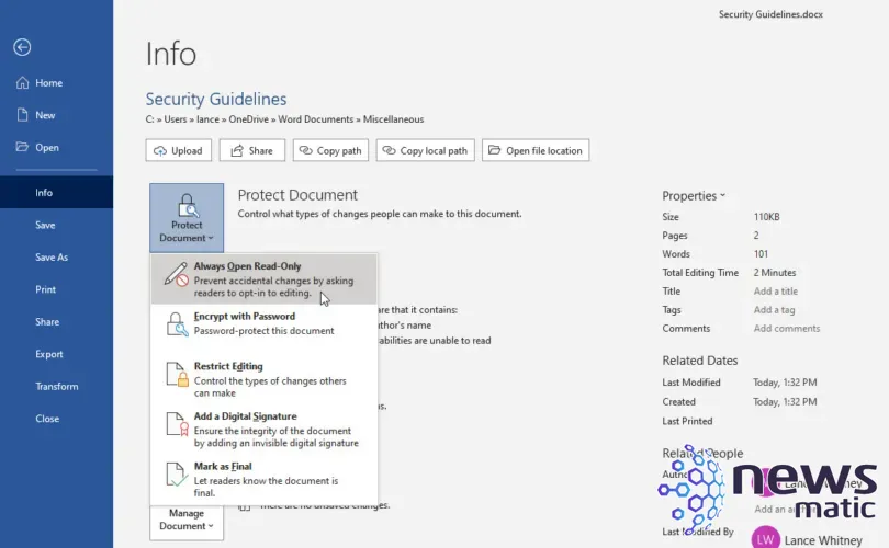 Cómo proteger y asegurar tus documentos de Microsoft Word - Seguridad | Imagen 2 Newsmatic