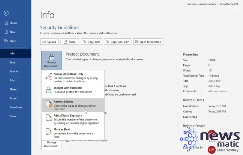 Cómo proteger y asegurar tus documentos de Microsoft Word - Seguridad | Imagen 7 Newsmatic