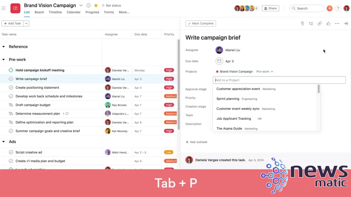 Cómo mover una tarea a otro proyecto en Asana: tutorial y métodos rápidos - Software | Imagen 6 Newsmatic