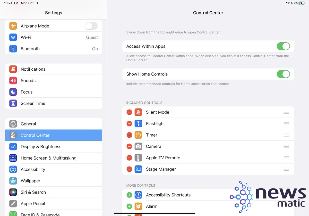 Cómo personalizar el Centro de Control en iPad - Móvil | Imagen 3 Newsmatic