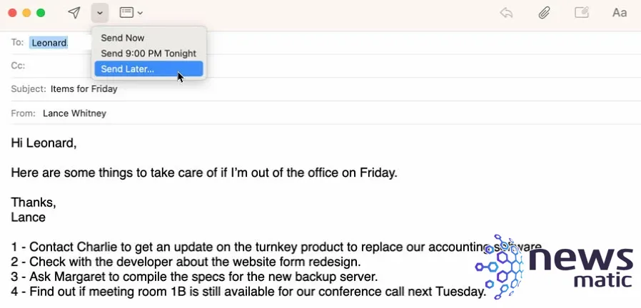 Cómo programar y cancelar el envío de correos electrónicos en macOS Ventura - Móvil | Imagen 2 Newsmatic