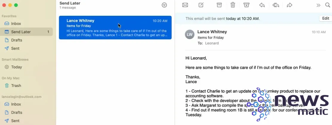 Cómo programar y cancelar el envío de correos electrónicos en macOS Ventura - Móvil | Imagen 4 Newsmatic
