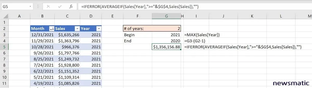 Cómo calcular el promedio de ventas mensuales en Excel para los últimos n años - Software | Imagen 2 Newsmatic
