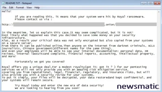 Royal ransomware: El malware que se extiende rápidamente y afecta a múltiples industrias - Seguridad | Imagen 6 Newsmatic