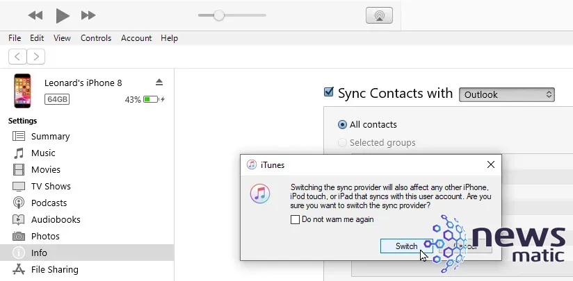 Cómo sincronizar tus contactos entre Microsoft Outlook y tu iPhone - Móvil | Imagen 3 Newsmatic