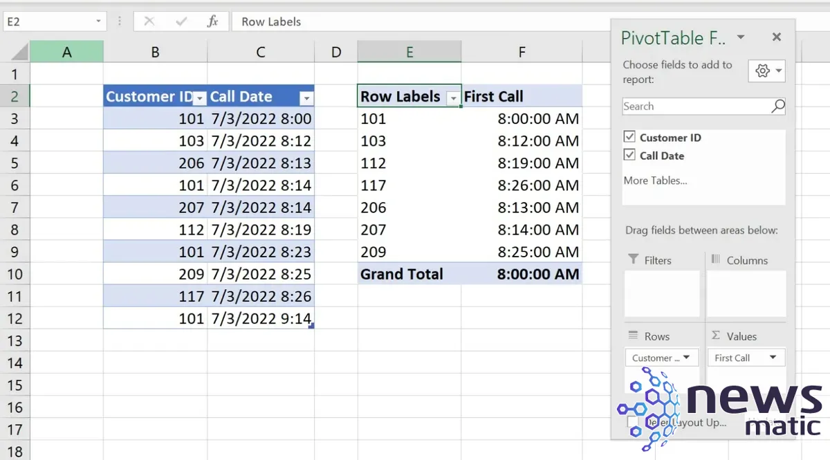 Cómo crear una PivotTable en Excel para reportar la primera y última vez de un timestamp - Software | Imagen 7 Newsmatic