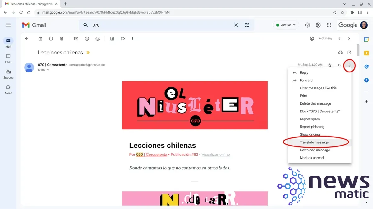 Cómo utilizar las herramientas de traducción de Google en Gmail - Móvil | Imagen 2 Newsmatic