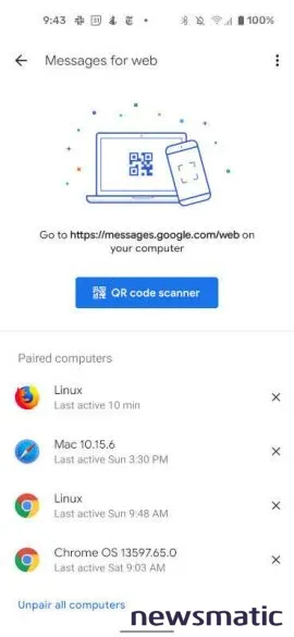 Cómo conectar tu Chromebook a la aplicación de Mensajes para enviar SMS desde tu laptop - Móvil | Imagen 2 Newsmatic