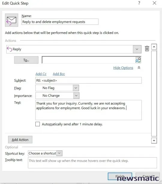 Cómo usar la función Quick Steps de Outlook para responder automáticamente y eliminar mensajes - Software | Imagen 4 Newsmatic