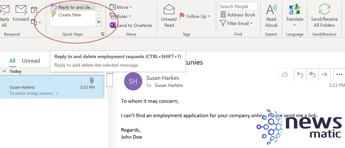 Cómo usar la función Quick Steps de Outlook para responder automáticamente y eliminar mensajes - Software | Imagen 6 Newsmatic