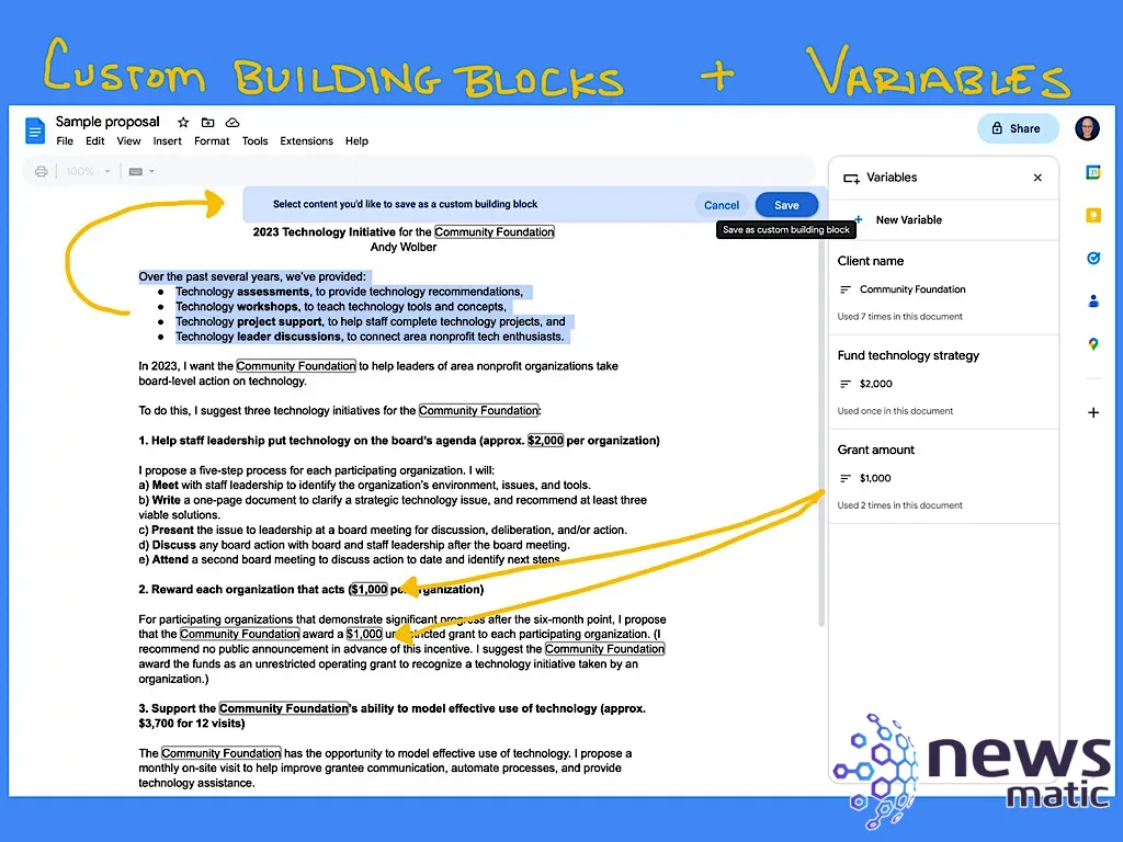 Cómo crear y utilizar bloques de construcción personalizados en Google Docs - Software | Imagen 1 Newsmatic